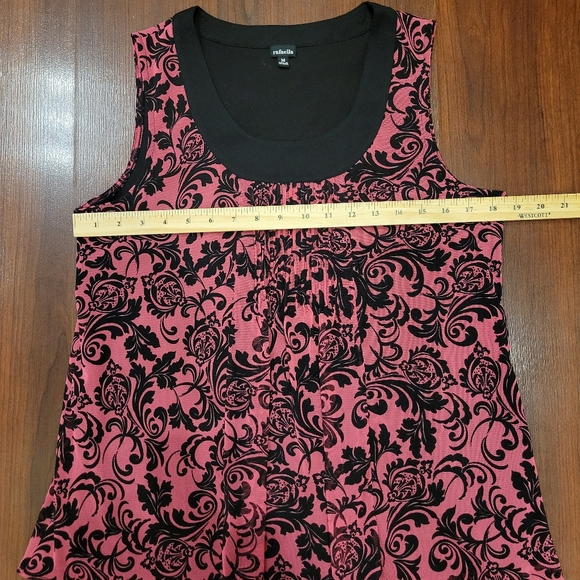 Rafaella Womens Medium Blouse Sleeveless Pink And Black Pintuck Baroque Print - Picture 7 of 8